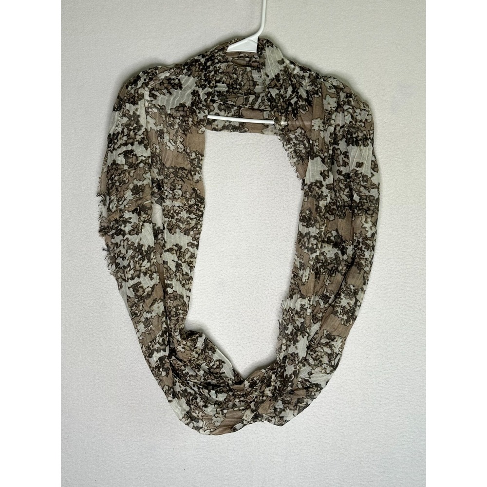 Simply Vera Vera Wang Tan Multicolor Floral Pleated Infinity Scarf One Size
